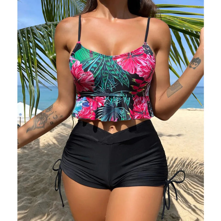 Summer Sexy Floral Print Tankini Set Women&