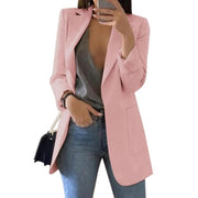 Women's Slim Fit Cardigan Blazer Casual Fashion European American Style Oversized Suit Coat V-Neck Polyester Cotton Jacket