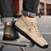 Handmade Breathable Leather Men's Casual Shoes Design Sneakers Ankle Boots with Rubber Outsole for Outdoor Comfort And Support