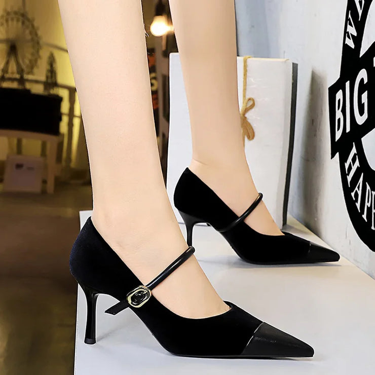 Korean Velvet High Heels Women&