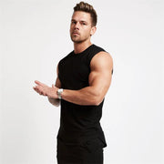 Men's Gym Fitness Sport Vest Summer Cool Cotton Breathable Muscle Tank Top Sleeveless T-Shirt for Bodybuilding Workout
