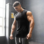 Men's Gym Fitness Sport Vest Summer Cool Cotton Breathable Muscle Tank Top Sleeveless T-Shirt for Bodybuilding Workout