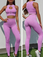 Women's Seamless Yoga Set Breathable Anti-Wrinkle Nylon Sports Bra & Leggings Fitness Panties Combo Hip Lifting Compression