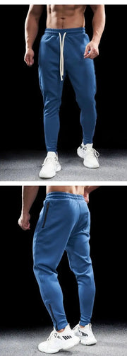 Men's Autumn Winter Pure Cotton Sweatpants Slim Fit Elastic Waist Comfortable Breathable Zipper Casual Trousers
