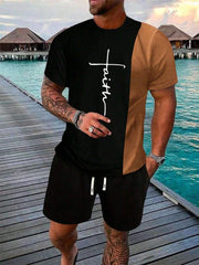 Men's urban street fashion crew neck short sleeve sweatshirt with eye-catching simple design.