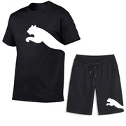 Men's Mesh T-shirt Sweatpants  Casual Short-sleeved T-shirt Sportswear Set