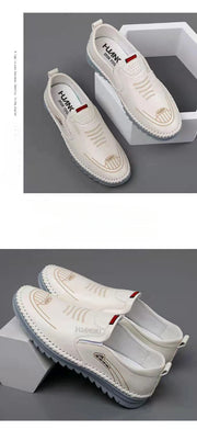 Men's Lightweight Anti-Slip Loafers Breathable Comfortable Flat Designer Rubber Sole Leather Casual Shoes