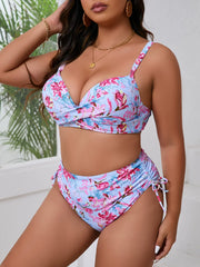 Women's plus Size Floral Print Two Piece Swimsuit Eye Catching Bikini Set Medium Stretch Polyester Spandex