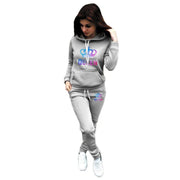 Women Tracksuit  Autumn Winter Warm Printing Hooded Sweatshirts Suit Fashion  High Quality Jogging Pants Sets