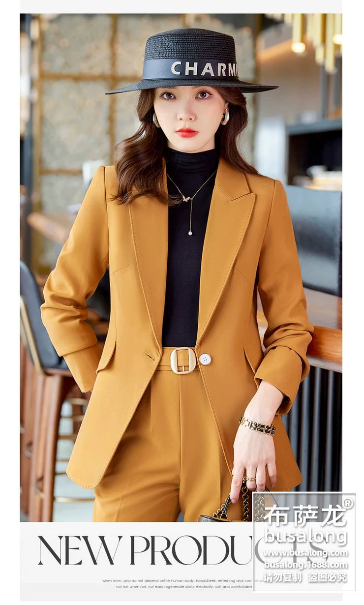 Red Professional Suit for Women2023Autumn Winter New High-end Elegant Socialite Casual Blazer Two-piece Set