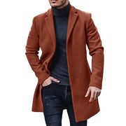 Men's Woolen Overcoat, Windbreaker, Solid Color, Trench Coat, Autumn Winter, Casual, Long Cardigan, Jaqueta, Single Breasted