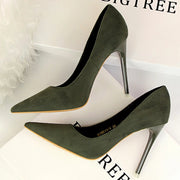 Women's Classic High Heels Pumps Super High Stiletto Office Shoes Fashion Large Size Grey Green Slip-On Pointed Toe