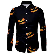 Men's Pumpkin Head Printed Shirt Trend Halloween