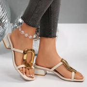 Elegant Open-Toe Women's Sandals Sexy Designer Shoes Medium High Heels Luxury Fashion Party