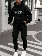 Men's Fleece Hoodie And Pant Tracksuit Set Warm Thick Hooded 2Pcs Sportswear Casual Eye-catching Daily Knitted Polyester Track Suits