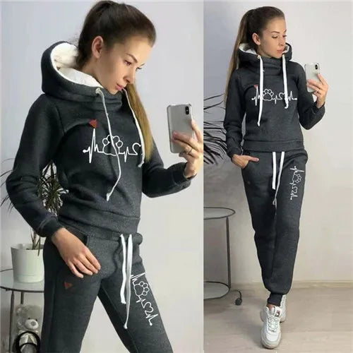 Women Hooded Pullover Hoodies and Pants Suit Outfits ,Tracksuits