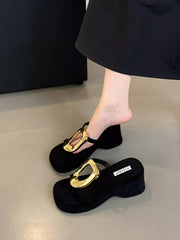 Women's High-Heeled Rubber Flip Flops Slippers Soft Platform Wedge Luxury Slides Comfortable Designer Fashion Hawaiian Style
