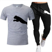 Men's Mesh T-shirt Sweatpants  Casual Short-sleeved T-shirt Sportswear Set