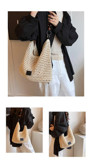 Women's Large Capacity Mesh Shoulder Bag Adjustable Strap Beach Summer Handbag