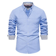 Cotton Oxford Long Sleeve Button