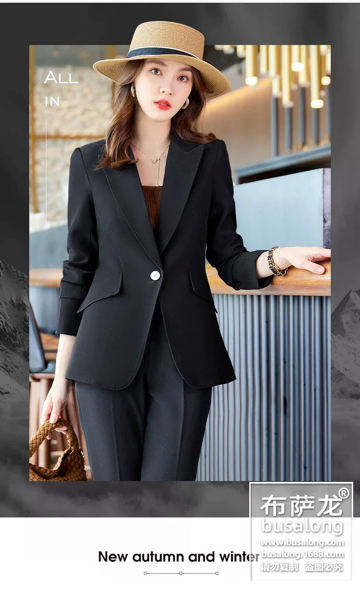 Red Professional Suit for Women2023Autumn Winter New High-end Elegant Socialite Casual Blazer Two-piece Set