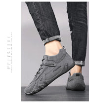 Men's Casual Sneakers Khaki Non-Slip Work Shoes Lace-Up Short Boots Loafers round Toe Microfiber Upper Rubber Outsole