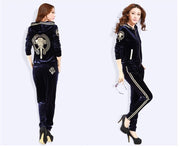 Women Tracksuit , Sportswear Zipper Hoodies Jacket+Pants Jogging Suit