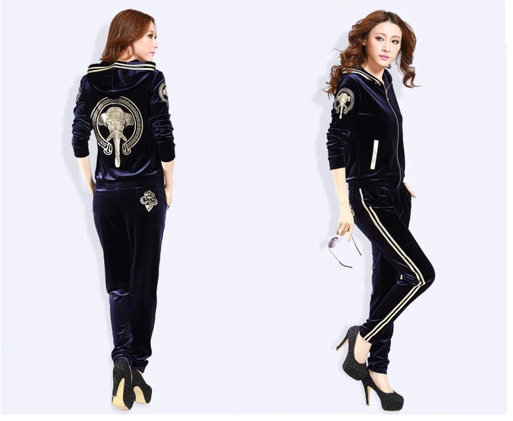 Women Tracksuit , Sportswear Zipper Hoodies Jacket+Pants Jogging Suit