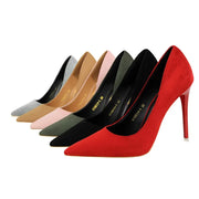 Women's Classic High Heels Pumps Super High Stiletto Office Shoes Fashion Large Size Grey Green Slip-On Pointed Toe