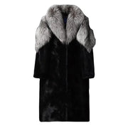 Maxi Men Winter Thick  Faux Fox Fur Coat Jacket Long Sleeve Warm Luxury Fur Black