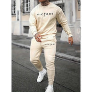 Men's Casual Crew Neck Long Sleeved Sweatshirt And Sweatpants Joggers Set  Tracksuit