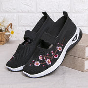 Women's Sneakers Slip on Casual Shoes Soft Sole Embroidered Walking Shoes Lightweight Knitted Flat Shoe