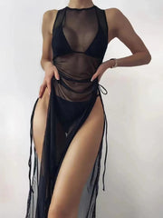 3Pcs Women's Thong Bikini Set with String  Sexy Solid Color Bathing Suit Eye-Catching Summer wear