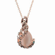 Women's Elegant Waterdrop Rhinestone Pendant Necklace Hook Earrings Jewelry Set