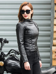 Women Punk Leather Jacket PU Faux Leather Jackets