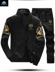 Men's Tracksuit Fleece Jacket and Sweatpants Warm