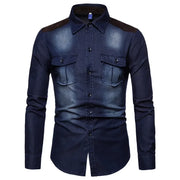 Men's Long Sleeve  Cotton Jeans Shirt Slim