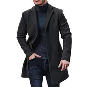 Men's Woolen Overcoat, Windbreaker, Solid Color, Trench Coat, Autumn Winter, Casual, Long Cardigan, Jaqueta, Single Breasted