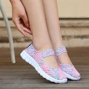 Women's Casual Elastic Band Weave Flats Non-Slip Comfort Loafers Slip-On Vulcanize Shoes Summer Season PU Upper