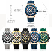 CURREN Men's Luxury Chronograph Watch Luminous Hands Waterproof Quartz Wristwatch with Silicone Strap Fashion Casual Sports Style