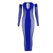 Women  Full Sleeve Long  Mesh Hollow  Dresses