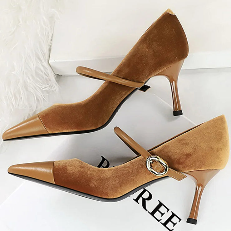 Korean Velvet High Heels Women&
