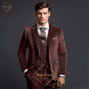 Classic Elegance Men's Grey Velvet 3-Piece Custom Suit Timeless Style for Every Occasion. size US 50/ EU 60