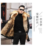 New imitation fox fur grass oversized plush men's coat, medium length autumn and winter Size 5XL