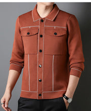 Men's Autumn/Winter Knitted Cardigan Color Contrast Design Sweater