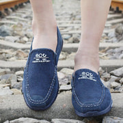 Men's Canvas Slip-On Casual Shoes Denim Breathable Driving Moccasin Soft Insole Lightweight Outdoor Sneakers
