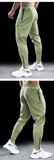 Men's Autumn Winter Pure Cotton Sweatpants Slim Fit Elastic Waist Comfortable Breathable Zipper Casual Trousers