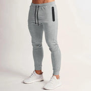 Men's Casual Sport Pants Autumn Winter Fashion Zipper Pocket Running Muscle Wear Ankle-Length Polyester Knit Regular Fit