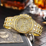 Men Luxury Bracelet Cuban Link Chain Bangle Watch Set