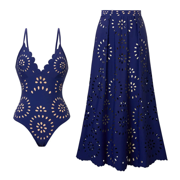 3Pcs Laser Cut Swimsuit Women Sexy Bikini Push Up Swimwear High Waisted Biquini Female Hollow Bathing Suit Bodysuit Beachwear